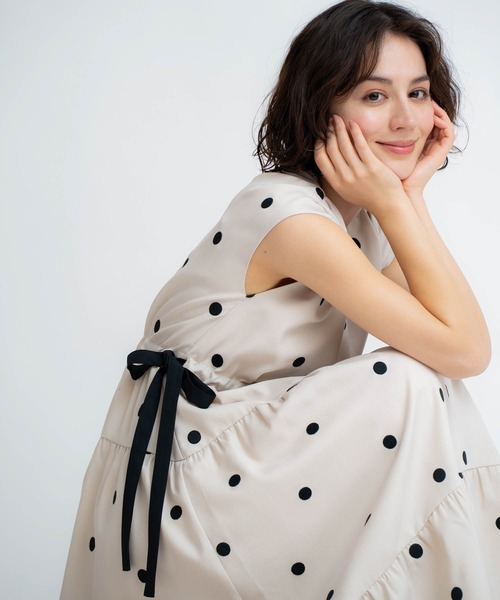 NOELA(ノエラ)の「リネンタッチドットワンピース(ワンピース・レディース・オフホワイト/モカ・S/M)」の9枚目の写真