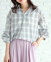 袖タックデザインスキッパーシャツ