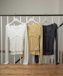 scoop neck mellow trim long sleeve t / スクープネックメロウトリムロングスリーブt
