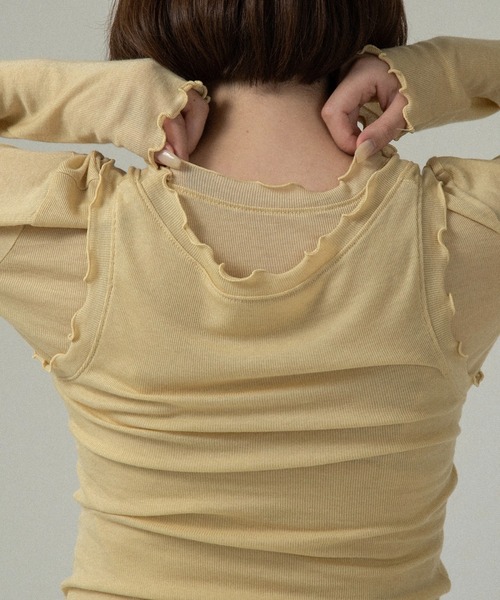 lawgy（ラウジー）の「scoop neck mellow trim long sleeve t / スクープネックメロウトリムロングスリーブt（Tシャツ/カットソー・レディース・チャコール/イエロー系/アイボリー・FREE）」の11枚目の写真