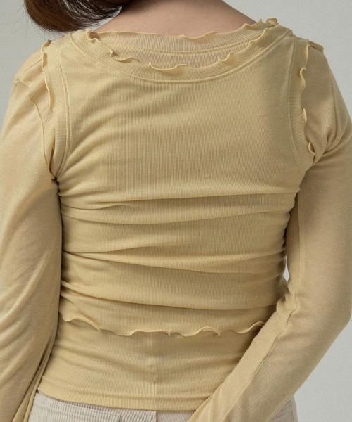 lawgy（ラウジー）の「scoop neck mellow trim long sleeve t / スクープネックメロウトリムロングスリーブt（Tシャツ/カットソー・レディース・チャコール/イエロー系/アイボリー・FREE）」の12枚目の写真