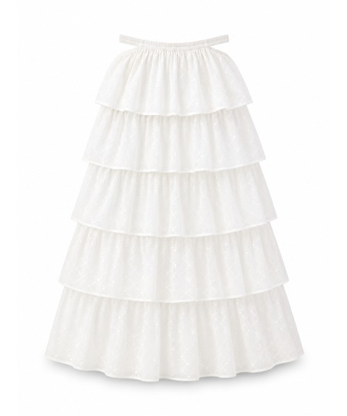 M me eme ロングスカート セール】Cotton lace tiered long skirt（スカート）｜M me eme