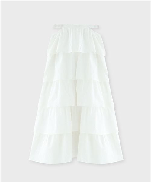 M me eme(エムミーエメ)の「Cotton lace tiered long skirt(eme10477)(スカート・レディース・ホワイト/ブラック/ピンク・FREE)」の17枚目の写真