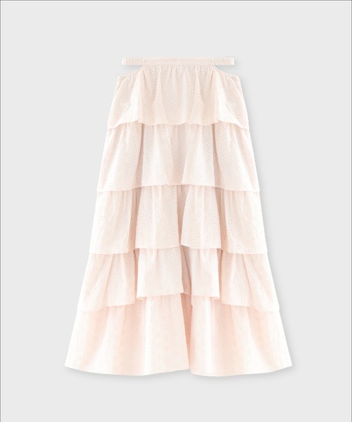 M me eme(エムミーエメ)の「Cotton lace tiered long skirt(eme10477)(スカート・レディース・ホワイト/ブラック/ピンク・FREE)」の18枚目の写真