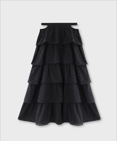 M me eme(エムミーエメ)の「Cotton lace tiered long skirt(eme10477)(スカート・レディース・ホワイト/ブラック/ピンク・FREE)」の19枚目の写真