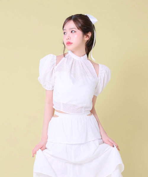 M me eme(エムミーエメ)の「Cotton lace tiered long skirt(eme10477)(スカート・レディース・ホワイト/ブラック/ピンク・FREE)」の10枚目の写真