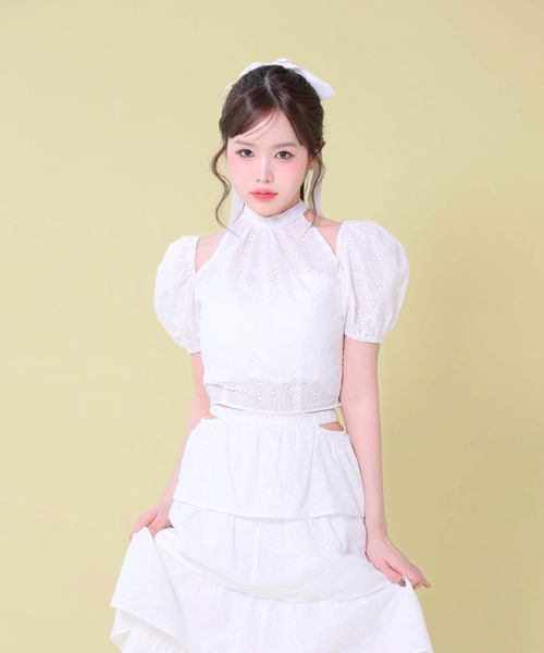 M me eme(エムミーエメ)の「Cotton lace tiered long skirt(eme10477)(スカート・レディース・ホワイト/ブラック/ピンク・FREE)」の11枚目の写真