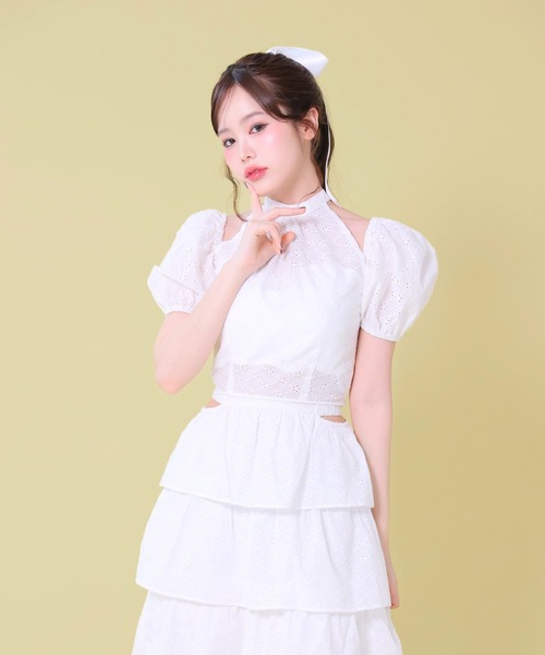 M me eme(エムミーエメ)の「Cotton lace tiered long skirt(eme10477)(スカート・レディース・ホワイト/ブラック/ピンク・FREE)」の6枚目の写真