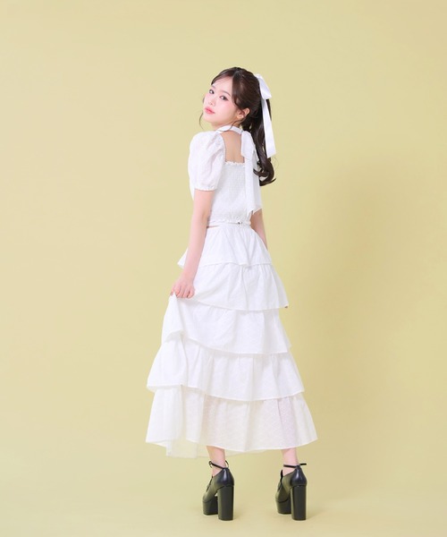 M me eme(エムミーエメ)の「Cotton lace tiered long skirt(eme10477)(スカート・レディース・ホワイト/ブラック/ピンク・FREE)」の7枚目の写真