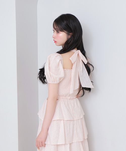 M me eme(エムミーエメ)の「Cotton lace tiered long skirt(eme10477)(スカート・レディース・ホワイト/ブラック/ピンク・FREE)」の15枚目の写真