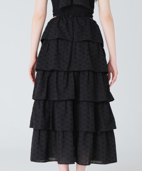 M me eme(エムミーエメ)の「Cotton lace tiered long skirt(eme10477)(スカート・レディース・ホワイト/ブラック/ピンク・FREE)」の22枚目の写真