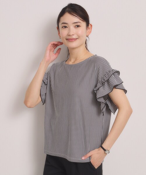 ITS'DEMO（イッツデモ）の「カットサッカー袖フリルトップス（Tシャツ/カットソー・レディース・オレンジ系3/サックスブルー系2/ホワイト系5/ネイビー系2・00）」の5枚目の写真