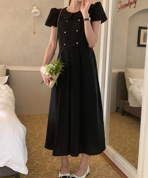 FAVORITO（ファヴォリート）の「リボンダブルブレストワンピース（ワンピース・レディース・ブラック/ピンク/イエロー・F）」の6枚目の写真