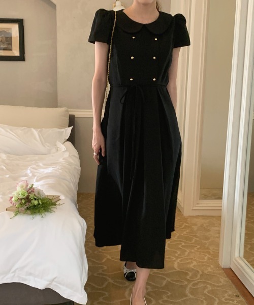 FAVORITO（ファヴォリート）の「リボンダブルブレストワンピース（ワンピース・レディース・ブラック/ピンク/イエロー・F）」の7枚目の写真