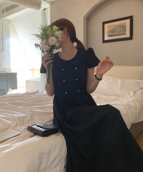 FAVORITO（ファヴォリート）の「リボンダブルブレストワンピース（ワンピース・レディース・ブラック/ピンク/イエロー・F）」の9枚目の写真