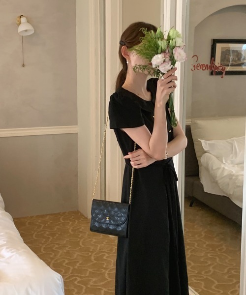 FAVORITO（ファヴォリート）の「リボンダブルブレストワンピース（ワンピース・レディース・ブラック/ピンク/イエロー・F）」の10枚目の写真
