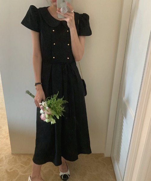 FAVORITO（ファヴォリート）の「リボンダブルブレストワンピース（ワンピース・レディース・ブラック/ピンク/イエロー・F）」の17枚目の写真
