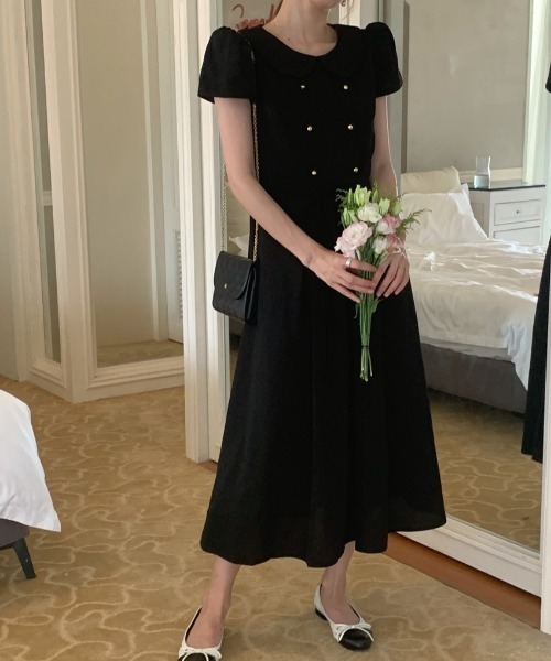 FAVORITO（ファヴォリート）の「リボンダブルブレストワンピース（ワンピース・レディース・ブラック/ピンク/イエロー・F）」の20枚目の写真