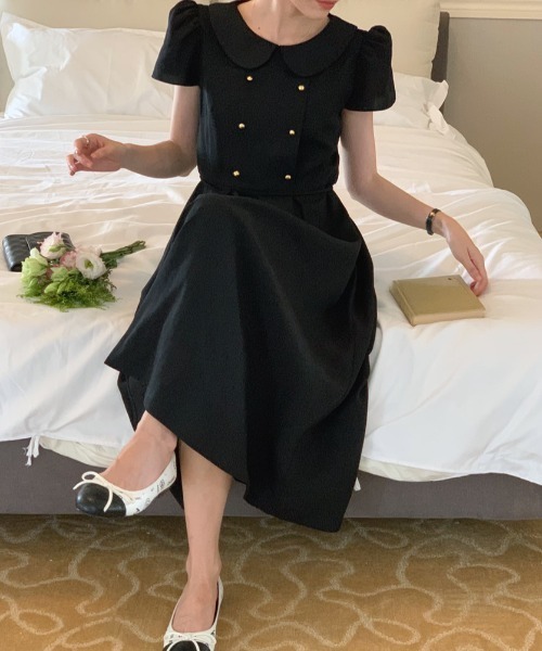 FAVORITO（ファヴォリート）の「リボンダブルブレストワンピース（ワンピース・レディース・ブラック/ピンク/イエロー・F）」の21枚目の写真