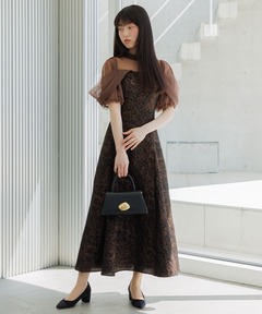 シアーベール×コルセット ジャガードドレス/パーティードレス/結婚式/パーティー/お呼ばれ