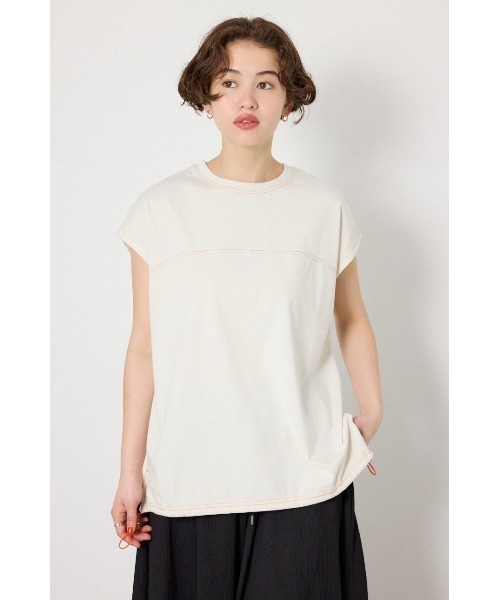 RODEO CROWNS WIDE BOWL(ロデオクラウンズワイドボウル)の「FREEZE LIGHTステッチドロストTシャツ(Tシャツ/カットソー・レディース・ブラウン/アイボリー/サックスブルー/チャコールグレー・FREE)」の2枚目の写真