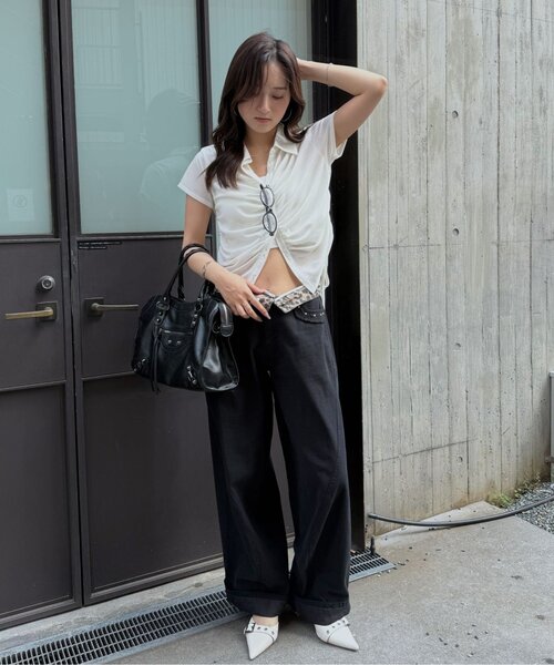 mline（エムライン）の「[mline]襟付き ギャザーカットソー（Tシャツ/カットソー・レディース・オフホワイト/ブルー/グレー/ネイビー・FREE）」の10枚目の写真