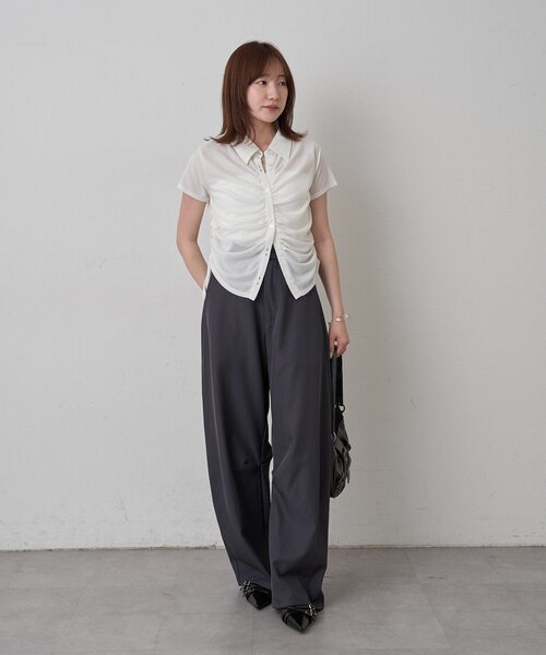 mline（エムライン）の「[mline]襟付き ギャザーカットソー（Tシャツ/カットソー・レディース・オフホワイト/ブルー/グレー/ネイビー・FREE）」の16枚目の写真