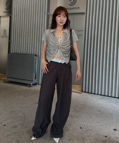 mline（エムライン）の「[mline]襟付き ギャザーカットソー（Tシャツ/カットソー・レディース・オフホワイト/ブルー/グレー/ネイビー・FREE）」の22枚目の写真
