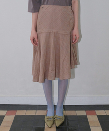 UNBALANCE FLARE SKIRT [BEIGE]