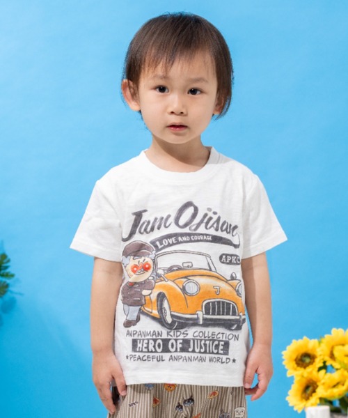 ANPANMAN KIDS COLLECTION(アンパンマンキッズコレクション)の「ジャムおじさんクラシックカー柄Tシャツ(Tシャツ/カットソー・キッズ・ブルー/オフホワイト・80cm/120cm/110cm/100cm/90cm)」の2枚目の写真