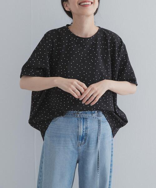 URBAN RESEARCH DOORS（アーバンリサーチドアーズ）の「ドットシルケットプルオーバー（Tシャツ/カットソー・レディース・ナチュラル/ネイビー/ブラック・FREE）」の6枚目の写真