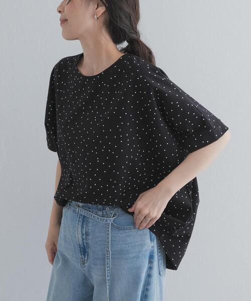 URBAN RESEARCH DOORS（アーバンリサーチドアーズ）の「ドットシルケットプルオーバー（Tシャツ/カットソー・レディース・ナチュラル/ネイビー/ブラック・FREE）」の7枚目の写真