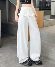 フリル付きカーブワイドパンツ