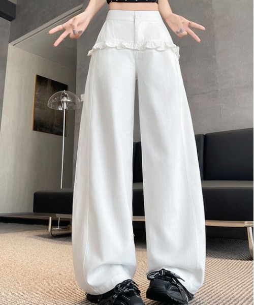 &soiree(アンドソワレ)の「フリル付きカーブワイドパンツ(その他パンツ・レディース・インディゴブルー/ベージュ/ホワイト/ブラック・X-SMALL/SMALL/MEDIUM/LARGE/X-LARGE)」の5枚目の写真