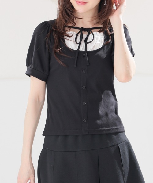 Honeys(ハニーズ)の「レイヤード風トップス(Tシャツ/カットソー・レディース・レッド/ヘザーチャコール/ブラック・L/M/S)」の2枚目の写真