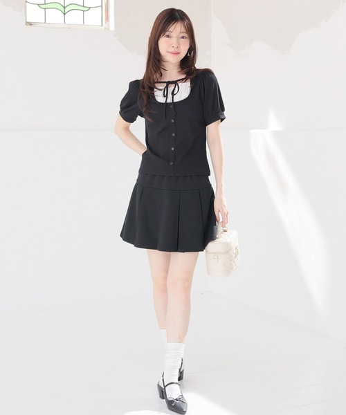 Honeys(ハニーズ)の「レイヤード風トップス(Tシャツ/カットソー・レディース・レッド/ヘザーチャコール/ブラック・L/M/S)」の5枚目の写真