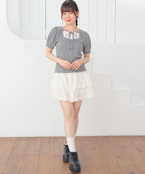 Honeys(ハニーズ)の「レイヤード風トップス(Tシャツ/カットソー・レディース・レッド/ヘザーチャコール/ブラック・L/M/S)」の11枚目の写真
