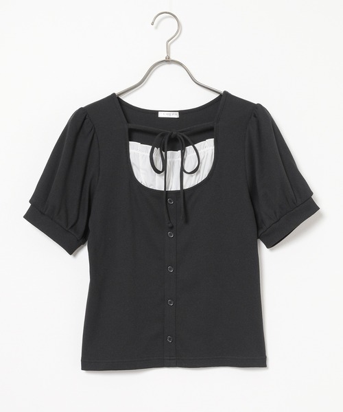 Honeys(ハニーズ)の「レイヤード風トップス(Tシャツ/カットソー・レディース・レッド/ヘザーチャコール/ブラック・L/M/S)」の14枚目の写真