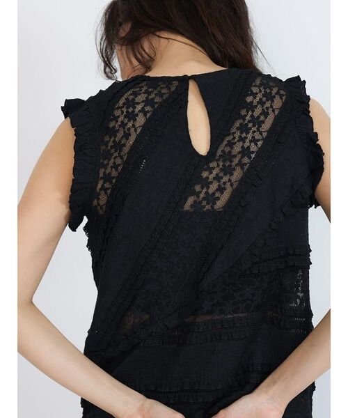 FIKA.(フィーカ)の「Lace panel frill blouse(シャツ/ブラウス・レディース・オフホワイト/ブラック・MEDIUM)」の5枚目の写真