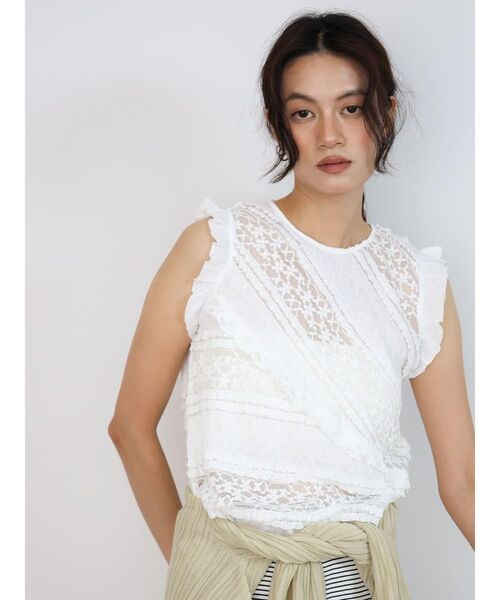 FIKA.(フィーカ)の「Lace panel frill blouse(シャツ/ブラウス・レディース・オフホワイト/ブラック・MEDIUM)」の18枚目の写真