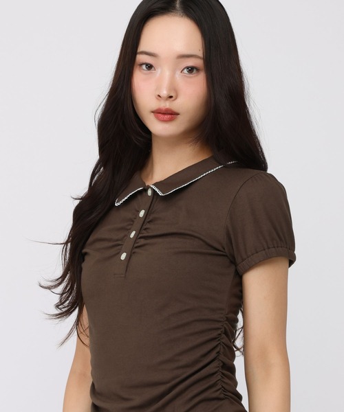 3.3 Field Trip (3.3フィールドトリップ)の「3.3 Field Trip/シャーリングポロトップス(Tシャツ/カットソー・レディース・ネイビー/アイボリー/グレー/ブラウン・FREE)」の3枚目の写真