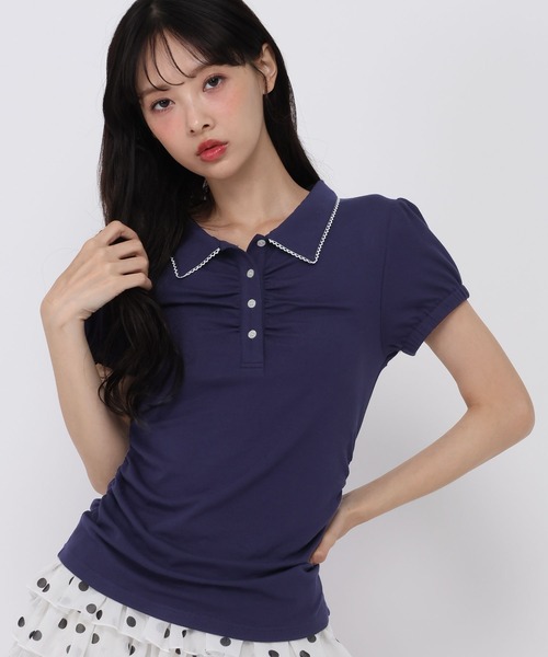 3.3 Field Trip （3.3フィールドトリップ）の「3.3 Field Trip／シャーリングポロトップス（Tシャツ/カットソー・レディース・ネイビー/アイボリー/グレー・FREE）」の18枚目の写真
