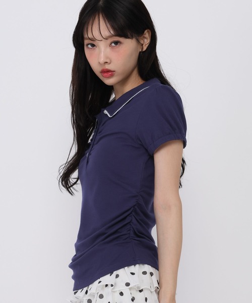 3.3 Field Trip （3.3フィールドトリップ）の「3.3 Field Trip／シャーリングポロトップス（Tシャツ/カットソー・レディース・ネイビー/アイボリー/グレー・FREE）」の17枚目の写真
