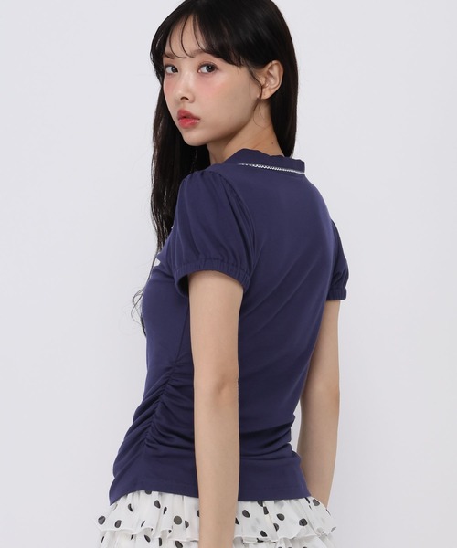 3.3 Field Trip （3.3フィールドトリップ）の「3.3 Field Trip／シャーリングポロトップス（Tシャツ/カットソー・レディース・ネイビー/アイボリー/グレー・FREE）」の16枚目の写真