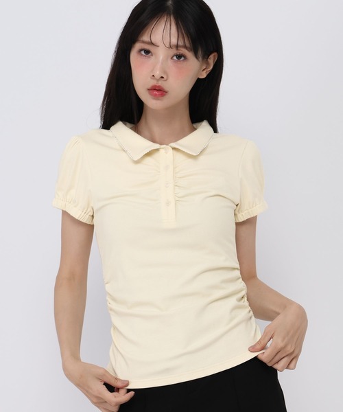 3.3 Field Trip （3.3フィールドトリップ）の「3.3 Field Trip／シャーリングポロトップス（Tシャツ/カットソー・レディース・ネイビー/アイボリー/グレー・FREE）」の12枚目の写真
