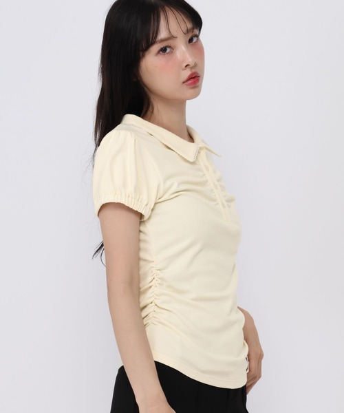 3.3 Field Trip （3.3フィールドトリップ）の「3.3 Field Trip／シャーリングポロトップス（Tシャツ/カットソー・レディース・ネイビー/アイボリー/グレー・FREE）」の11枚目の写真