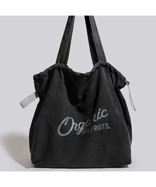 AYIHOLIC CASHMERE(アイホリックカシミア)の「Vintage Cotton Eco Bag(エコバッグ/サブバッグ・レディース・ブラック×ブラック/Off White・FREE)」の2枚目の写真