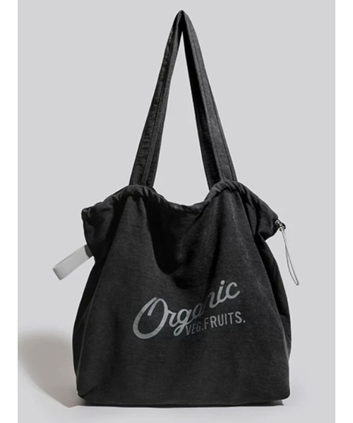 AYIHOLIC CASHMERE(アイホリックカシミア)の「Vintage Cotton Eco Bag(エコバッグ/サブバッグ・レディース・ブラック×ブラック/Off White・FREE)」の3枚目の写真