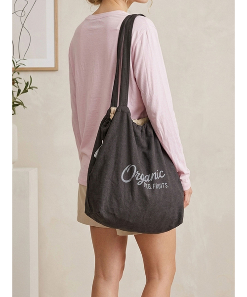 AYIHOLIC CASHMERE(アイホリックカシミア)の「Vintage Cotton Eco Bag(エコバッグ/サブバッグ・レディース・ブラック×ブラック/Off White・FREE)」の4枚目の写真