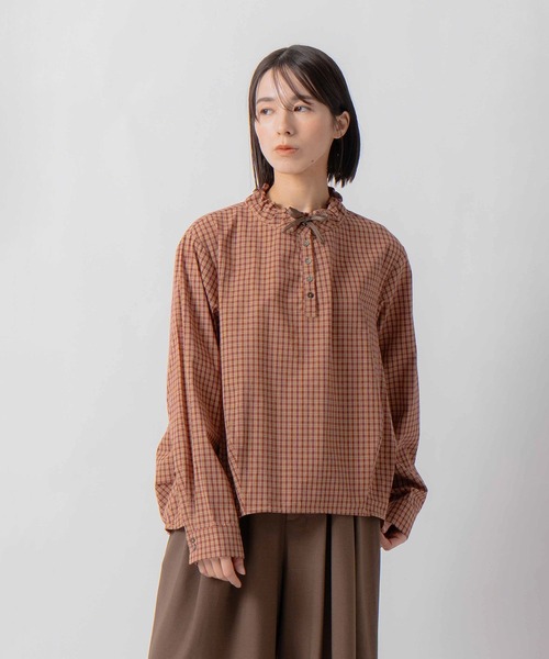 Kelen(ケレン)の「「KELEN / ケレン」デザインカラーチェック柄ブラウス(シャツ/ブラウス・レディース・ネイビー/ベージュ/ブラウン・S/M)」の1枚目の写真